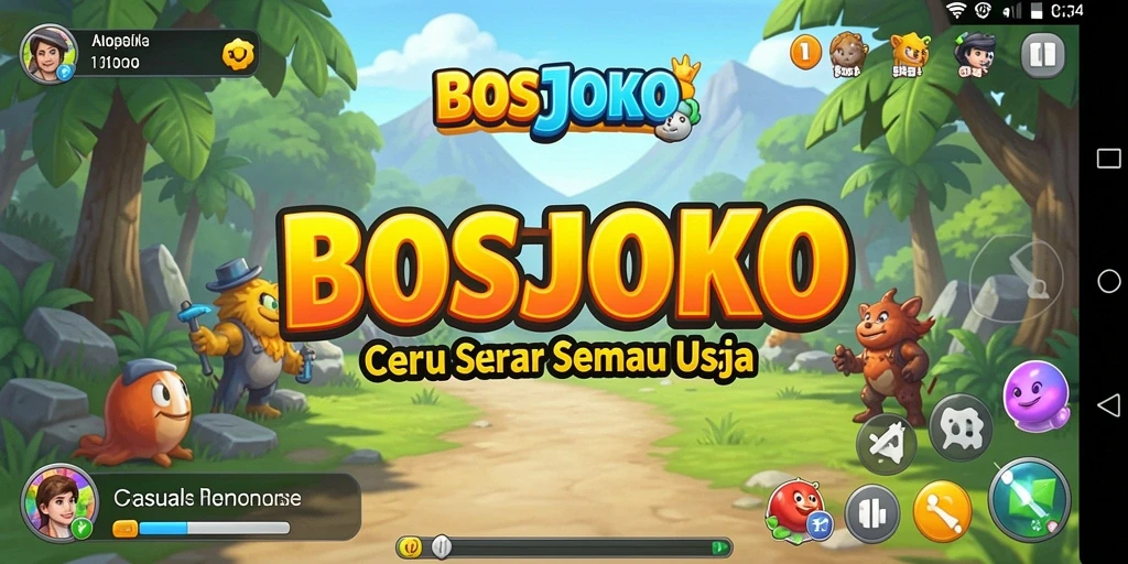 Gambar menampilkan gameplay seru dari BOSJOKO yang penuh warna.