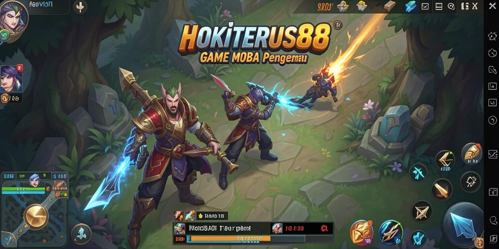 Screenshot HOKITERUS88 menampilkan aksi pertarungan seru antar hero.