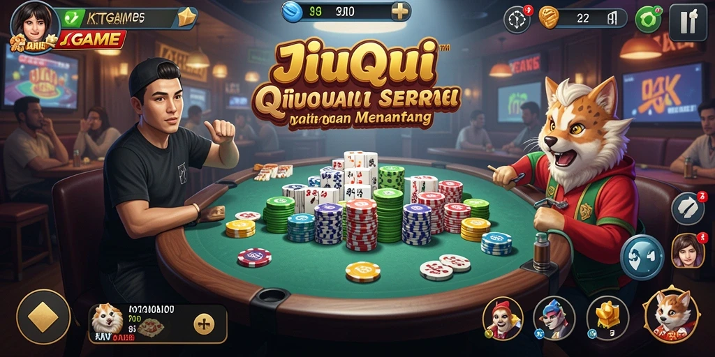Screenshot utama JKTGAME menampilkan aksi intens permainan QiuQiu.